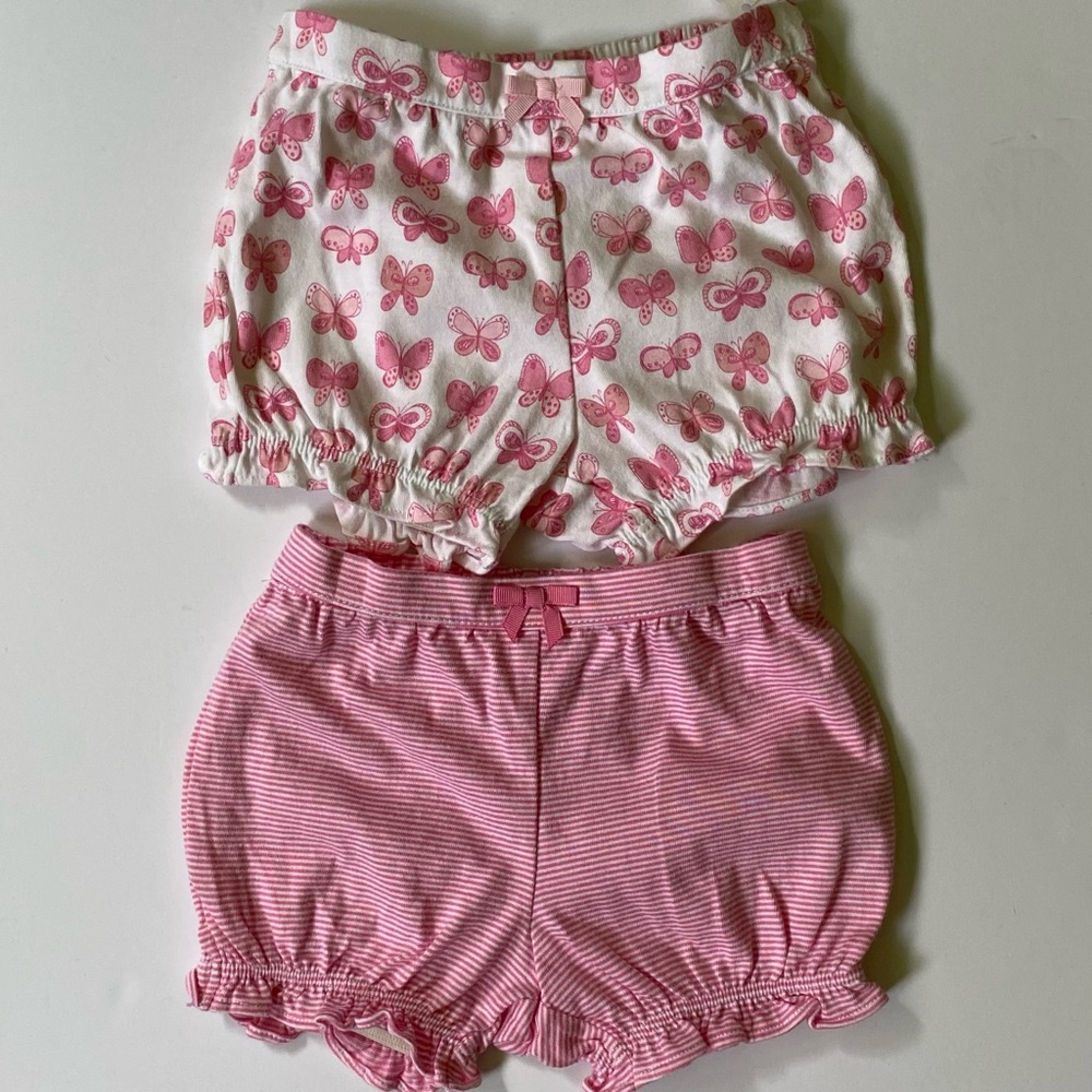 Gymboree Shorts Size 3 6 Months New Baby Girls 2 Pair Pink Bottoms Butterfly NWT